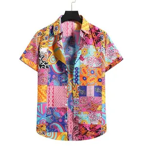 2022 여름 미국 스타일 남성 하와이안 셔츠 인쇄 짧은 소매 비치웨어 도매 남성 셔츠