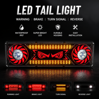 ENSAITE DH-117 Neuf 24V Feu arrière LED multicolore à contour, avec lentille transparente, pour camion et voiture, fonctions de frein, de recul et de clignotant dynamique, motif œil de lion