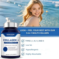 Capsules de collagène marin 5000mg, blanchiment de la peau, éclaircissement, raffermissement, acide hyaluronique, vitamine CE, antioxydant, halal, étiquette privée