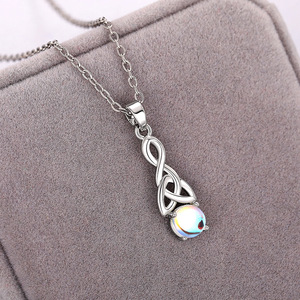 Elegante Set di Orecchini e Collana a Triangolo Intrecciato per Donne, Gioielli con Finta Pietra Lunare - Product Image 2