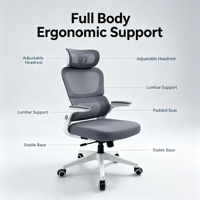 Meubles de bureau au design luxueux, chaise de bureau pivotante, chaise en maille respirante, chaise de bureau ergonomique pivotante avec appui-tête