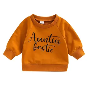 Custom Fashion Organic Cotton French Terry Or Bamboo Baby Long Sleeve Aunties Bestie Sweatshirt For Girl Or Boy