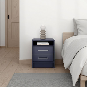 Eter Nightstand With Two Drawers And One <b>Open</b> Shelf Modern Bedroom <b>Storage</b> - Product Image 2