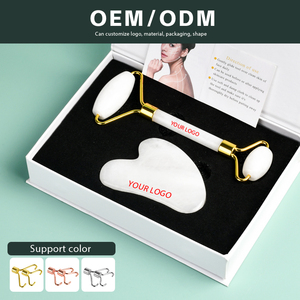 Hot bán trắng ngọc bích đá guasha Con lăn Kit mặt gus SHA loại bỏ nếp nhăn chăm sóc da massager mặt con lăn và gua SHA Bộ - Product Image 4