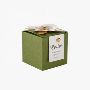 Faltbare Lebensmittelverpackungen im Großhandel, quadratische, indisch grüne, schicke Papierboxen mit „Thank You“-Aufdruck für Schokolade und Süßigkeiten für Hochzeitsfeiern - Product Image 1