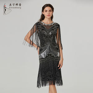 Elegante <span class=keywords><strong>Abito</strong></span> da Festa <span class=keywords><strong>con</strong></span> Paillettes e <span class=keywords><strong>Frange</strong></span> per Donne, Stile Vintage Gatsby - Product Image 2