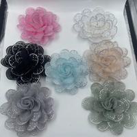 Nouveau tissu d'organza de dentelle d'appliques décoratives dorées 3D avec pierre pour les vêtements des femmes et des enfants pour les robes et les vêtements de mariée