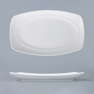 Ensemble d'assiettes carrées en porcelaine fine résistantes aux rayures P&T, plats de service rectangulaires blancs pour hôtel et restaurant - Product Image 4