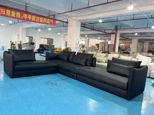 Kabasa hochwertiges unterteiltes Couch Weichsitzer-Set L-Form Luxus unterteilt Wohnzimmer Ledersofa
