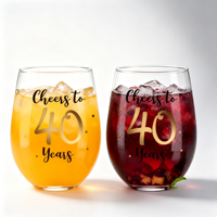 Verre à vin sans pied personnalisé avec logo imprimé en cristal transparent, 21 oz, pour vin rouge et blanc, verre à vin sans pied monogrammé