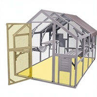 Chilochilo Walk-in Étanche Extra Large En Bois Chat Maison Cage Villa Catio Kitty Enclos Chat Condo Parc pour Extérieur