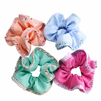 Daou 13,5 cm Chouchous pour cheveux personnalisés, couleurs unies, motifs floraux et à carreaux, haute élasticité, bonne qualité, accessoire de beauté pour femmes