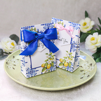 Elegante Zitronendruck-Geschenkbox aus Papier mit Satinschleife für Hochzeitsgäste und Event-Geschenkverpackungen