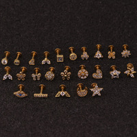 Perhiasan Tindik Sofa CZ Anting Helix Bunga 16G Anting-Anting Tulang Rawan Studs untuk Wanita Pria Bedah Baja Helix Tragus