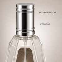 Flacon de parfum vide en verre facetté personnalisé avec bouchon en métal argenté, flacon atomiseur octogonal rechargeable en gros