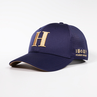 Gorra de Béisbol Deportiva Personalizada de Alta Calidad, 6 Paneles, Azul Marino, con Perforaciones Láser, Secado Rápido, Logotipo Bordado en 3D