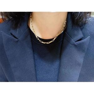 Collier ras du cou Xinfly pour femme en or pur 18 carats avec chaîne à maillons double trombone - Product Image 3