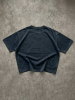 T-shirt Hongguan d'été épais 100 % coton à manches courtes, personnalisé avec impression sérigraphique, pour homme, coupe oversize, noir, motif streetwear