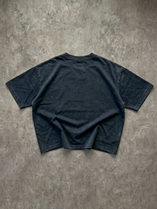 T-shirt Hongguan d'été épais 100 % coton à manches courtes, personnalisé avec impression sérigraphique, pour homme, coupe oversize, noir, motif streetwear - Product Image 3