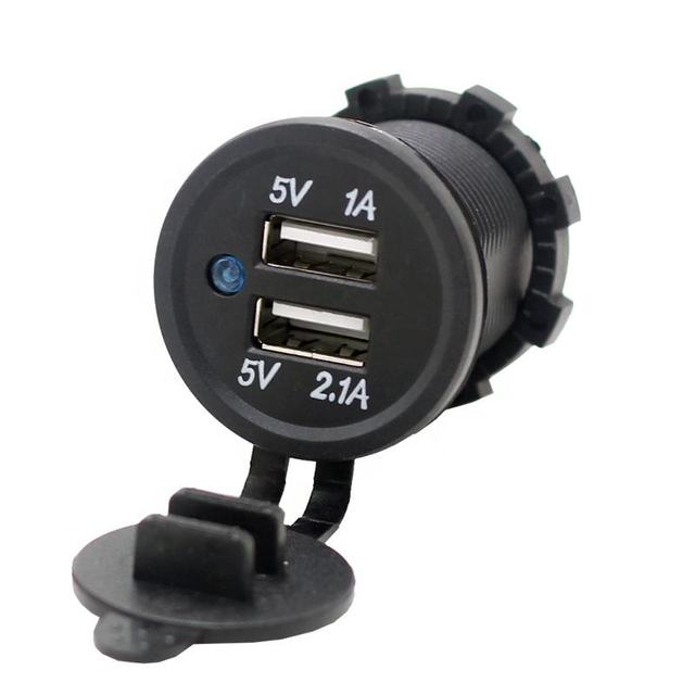 Dual 3.1A Dual USB Car Charger Panel Mount 12V 5V 1A 2.1A DS2013 Electric Twin USB for Mobile Phone 3.1A Double USB Car Charger