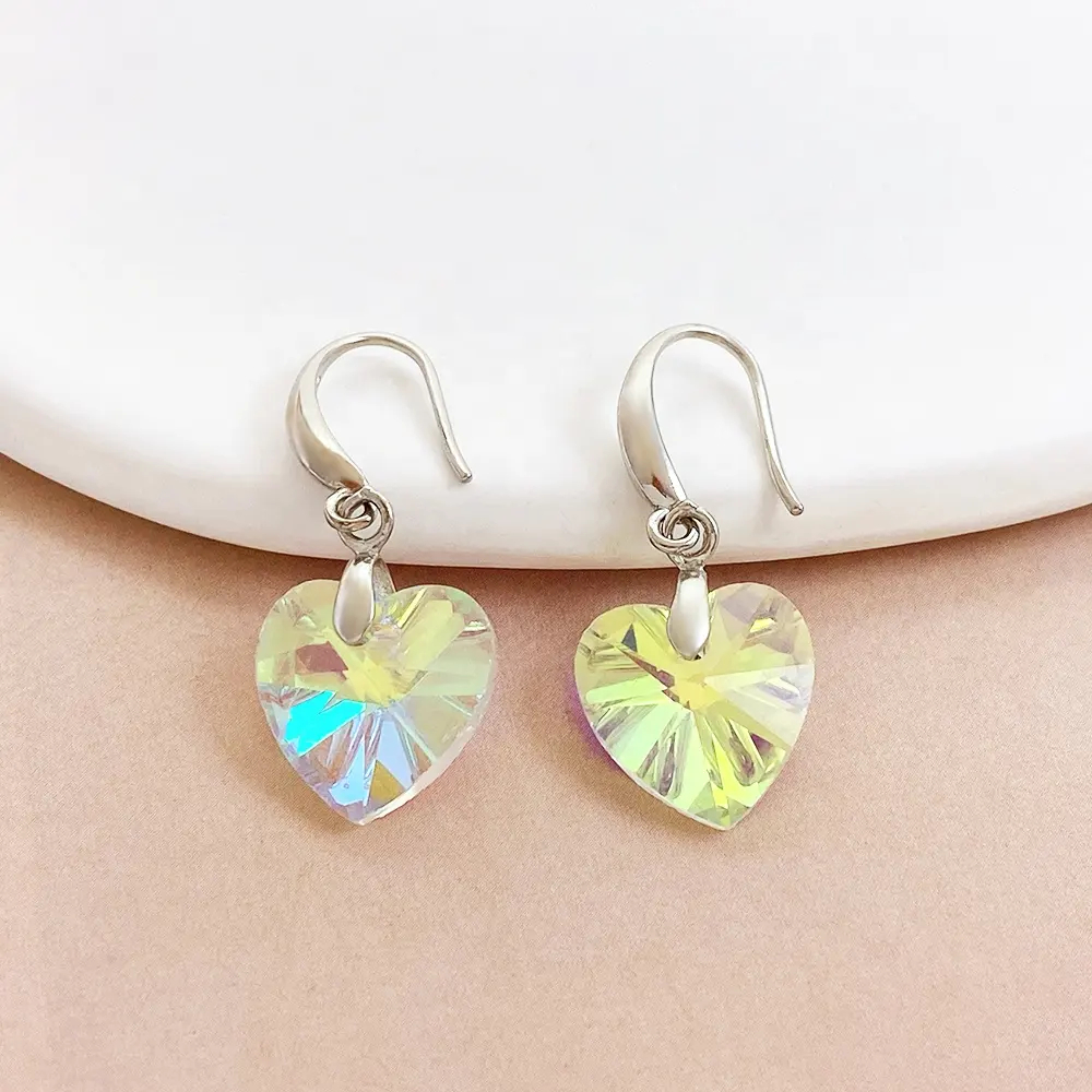 New Products Fashion Jewelry Silver Light Luxury Heart Earrings Sweet Korean Matte Silver Earrings