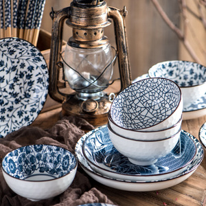 Japanese Colored Hand Painted White and Blue Porcelain Ceramic Food Breakfast Rice Soup Noodle <strong>Ramen</strong> Bowl Chopsticks Gift <strong>Sets</strong> - Product Image 6