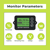 Moniteur de courant intelligent EJ-BC10 10V-80V pour batterie, avec écran LCD, shunt 75A/150A/500A, compteur SOC, précision 1,0%, garantie 12 mois