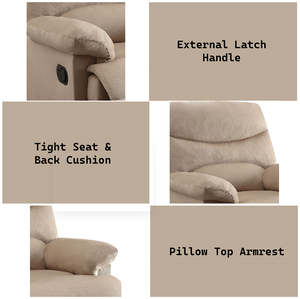 Beige Woven Fabric Modern Leisure Motion <b>Recliner</b> Chair-Durable & Soft - Product Image 5