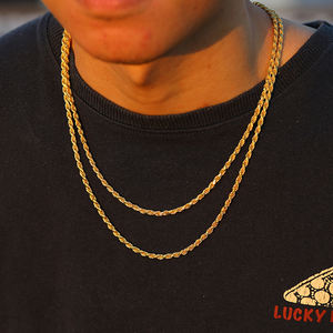 תכשיטים אישית 3mm 10K 14K 18K 24K מוצק אמיתי צהוב זהב חבל פרנקו קובני חרוז שרשרת שרשרת לגברים נשים - Product Image 6