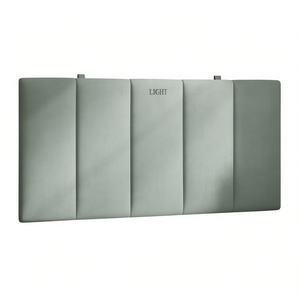 Cojín de terciopelo gris claro para cabecero de cama, 39.4 pulgadas, elegante almohada de asiento con relleno de espuma - Product Image 1