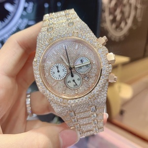 Montre chronographe 41 mm avec mouvement 7750, diamants et morganite - montre personnalisée de haute qualité avec diamants - Product Image 1