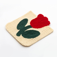 Fleur de poche tulipe brodée à bord repassé mignon, patch en tissu version alternative crocheté à la main pour les vêtements de broderie.