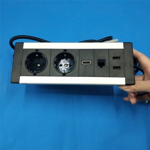 Presa di Corrente Multifunzionale da Incasso per Scrivania Ufficio e Tavolo Conferenze, con Porte USB e Cat6, Standard Tedesco - Product Image 4