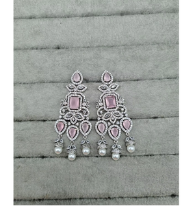 ต่างหูทรงอินฟินิตี้ประดับเพชร CZ สีชมพูหรูหรา ขายส่ง ต่างหูทรงเรขาคณิตแบบยาว ต่างหูหรูหราสำหรับงานปาร์ตี้สำหรับผู้หญิง - Product Image 6