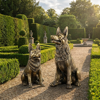 Sculpture de chien de garde en bronze Vigilant - Statue canine grandeur nature sur mesure avec options personnalisées, sculpture en bronze