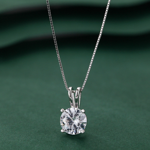 Collar de diseño redondo de Plata de Ley 925 de moda clásica 1ct 2ct 3ct solitario Moissanite diamante colgante joyería de mujer - Product Image 2