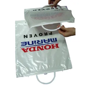 Poly LDPE Rigid Snap Seal Loop Click Up Plastic Hard Loop Handle Bag Shopping For Clothes