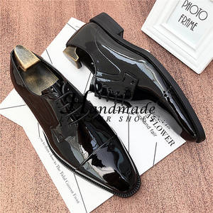 Chaussures en cuir pour hommes, cuir de vachette véritable de première qualité, finition brillante, assemblage en trois parties, tenue de cérémonie, chaussures de marié - Product Image 4