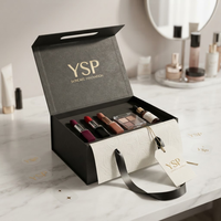 Ensemble d'emballages de luxe sur mesure pour soins de la peau, noir, avec poignée portable, fermeture magnétique, boîte rigide pliable