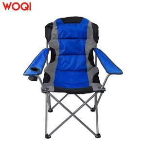 Chaise pliante Woqi bleue, structure en aluminium, chaise de jardin en polyester avec porte-gobelet et sac de transport - Product Image 4
