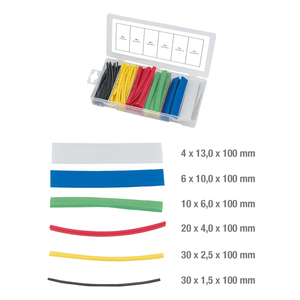 Surtido de 100 piezas de material PE de tubería termorretráctil para aplicaciones de alto y bajo voltaje y altas temperaturas certificadas por ROHS - Product Image 1
