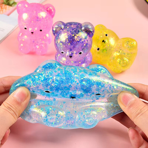 Juguete Fidget Bear, Oso de Goma con Purpurina, Pequeño y Lindo, Animal Antiestrés, Juguete para Apretar y Aliviar el Estrés - Product Image 5