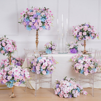 Composition florale en rayonne, Hortensias roses et violets, Bouquets de mariage, Décoration de table d'autel, Haute qualité