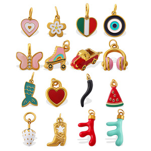 Colgante creativo de acero inoxidable con forma mixta y chapado en oro de 18 quilates para la elaboración de collares. - Product Image 5