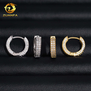 USA Local Stock Pass Diamond Tester 2Row VVS Moissanite Diamond Iced Out <strong>Hoop</strong> Earrings Hip Hop Jewlery 925 <strong>Silver</strong> <strong>Hoop</strong> Men - Product Image 5