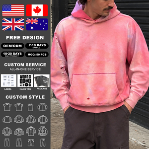 Sweat à capuche homme personnalisé, épais, vintage, délavé au soleil et à l'acide, coupe oversize, effet usé, uni, vierge, de créateur - Product Image 2