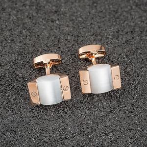 プロモーションメンズアクセサリーカフリンクファッションカスタマイズ可能なメンズシャツカフリンクアクセサリーローズゴールドセミプレシャスストーンカフリンクス - Product Image 5