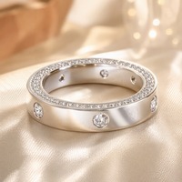 Bague élégante de luxe en moissanite à double ligne, taille brillant, sertie à griffes, en argent sterling S925, couleur D VVS, certifiée GRA, pour femme