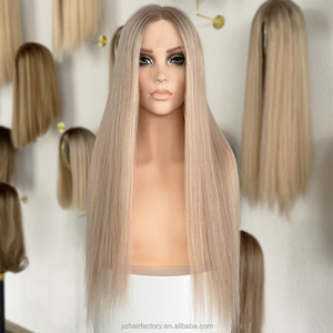 European Human Hair Cuticle Aligned Top <b>Lace</b> Wig Front HD Swiss <b>Lace</b> Wigs For <b>White</b> Women Silver <b>White</b> Blonde Wigs - Product Image 4