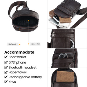 กระเป๋าคาดหน้าอกผู้ชายดูเจียงหนังแท้สำหรับเดินทางแบบลำลองใช้กลางแจ้ง - Product Image 2